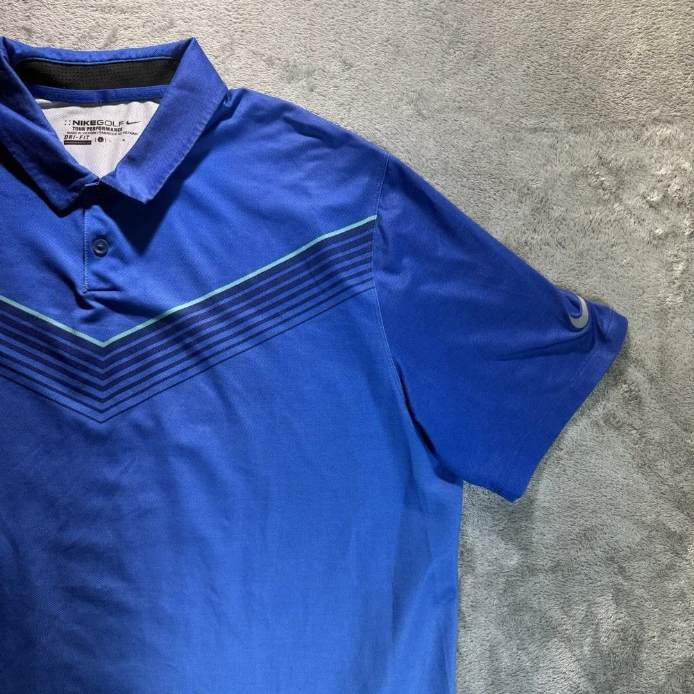 Nike Golf‎ Tour Performance Men's Short Sleeve Dri-Fit Polo Blue Size Large